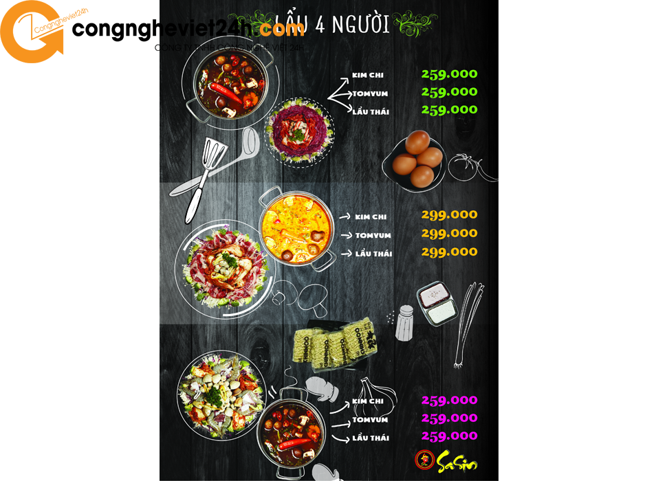 THIẾT KẾ MENU THỰC ĐƠN