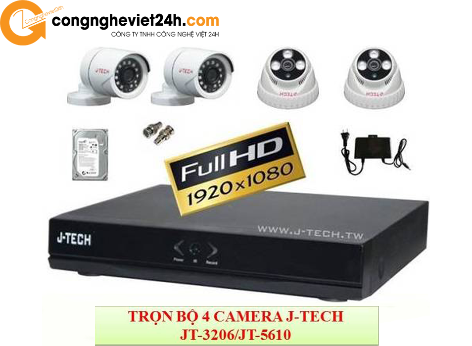 Trọn bộ 4 camera an ninh gia đình JTech JT-3206 / JT-5610